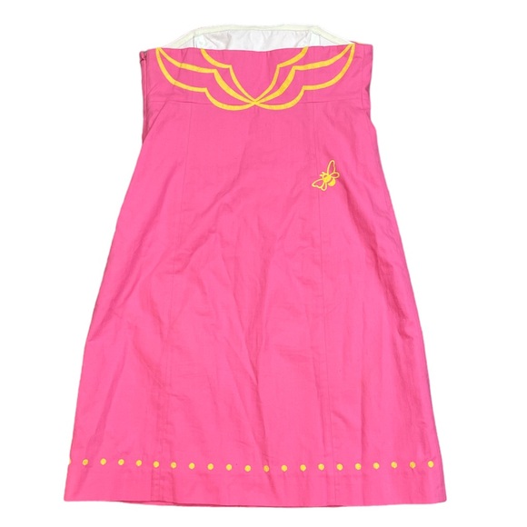 Lilly Pulitzer Strapless Dress Bowen Bumblebee Pink Yellow Size 2 - Picture 2 of 15